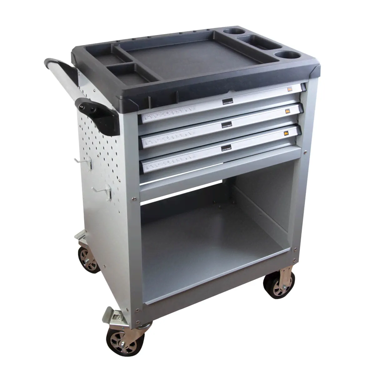 Инструментальная тележка WiederKraft WDK-713 открытая, 3 ящика, 1 полка-0