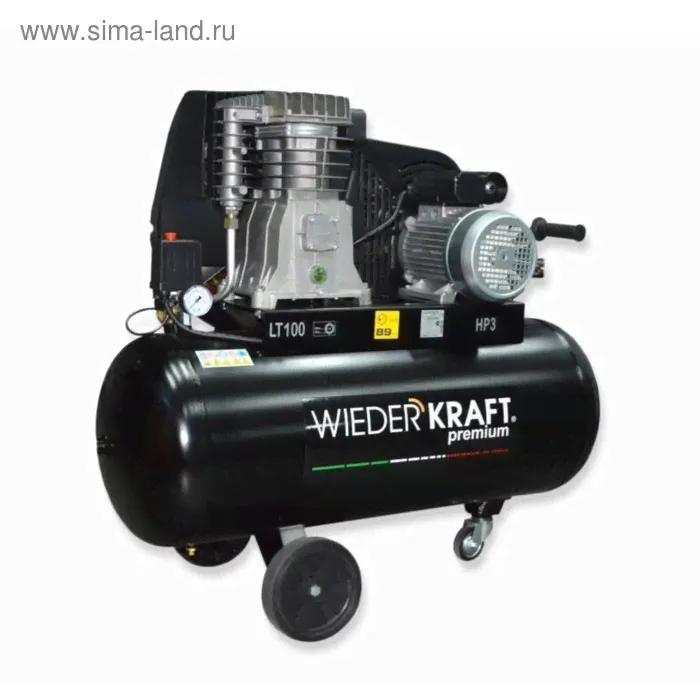 Компрессор WIEDERKRAFT WDK-91053, воздушный, ременной, 100л, 423 л/мин, 10бар, 1000 об/мин-0